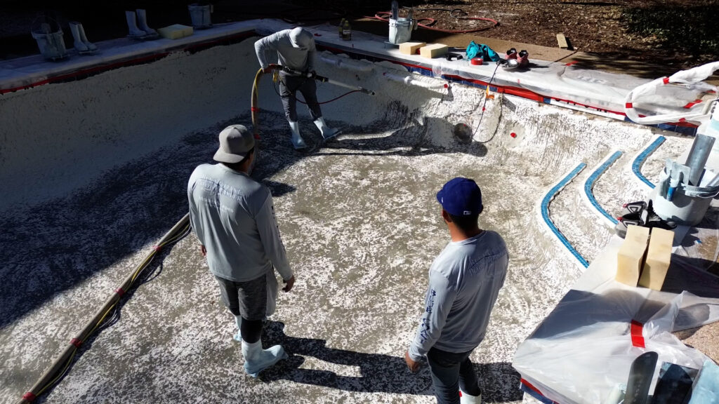 Pool remodel in backyard